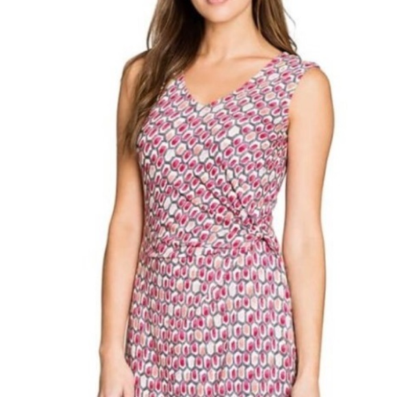 Nic & Zoe Geometric Bright Stone Print Sleeveless MIDI Dress Size Petite Large - Picture 2 of 15